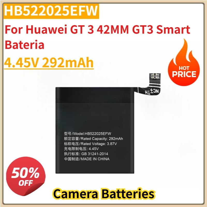 New HB522025EFW 4.45V 292mAh Replacement Battery for Huawei GT 3 42MM GT3 Smart Bateria