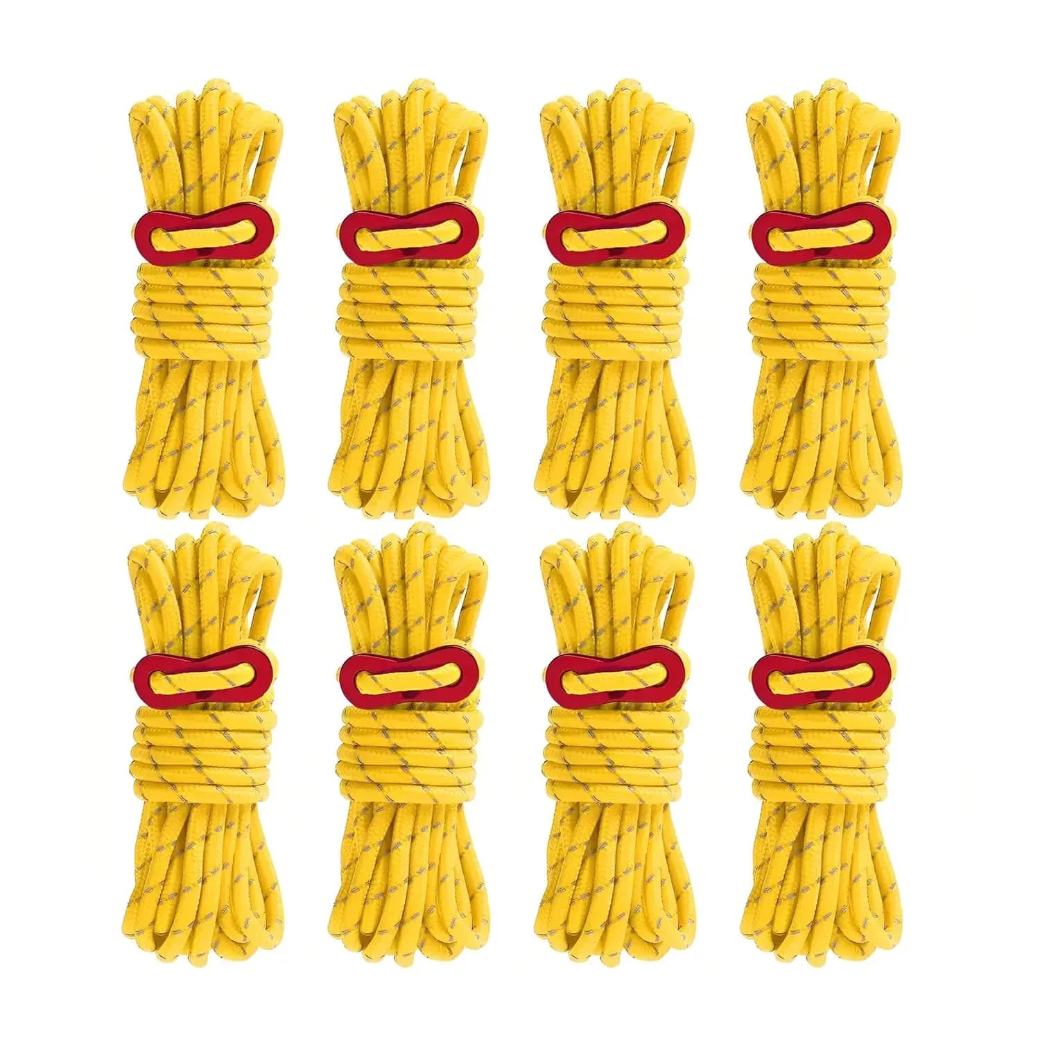 8 Pack High-Reflective Guy Lines 4mm Tent Cords High-Strength Lightweight Camp Ropes with Aluminum Adjuster Tensioner