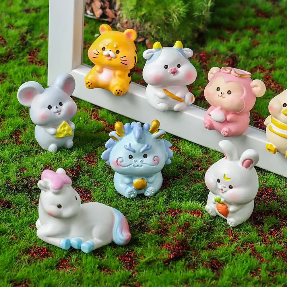 2024 nuovo carino Micro paesaggistica zodiaco tigre figurina in miniatura ornamento da giardino Desktop fai da te capodanno decorazioni per la casa