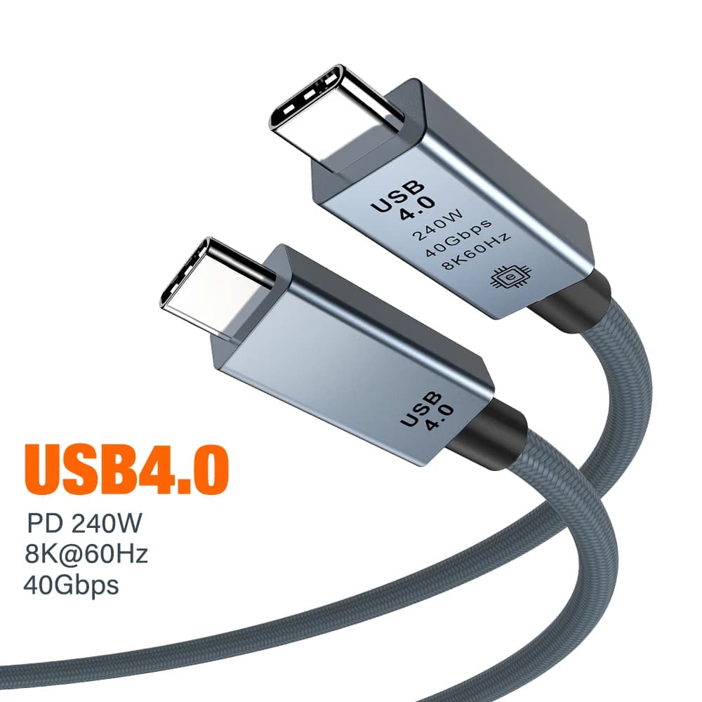 Cavo USB4 40Gbps 240W 8K 60Hz Compatibile con Thunderbolt 4, da Tipo C a C, per Ricarica Rapida e Trasferimento Dati per Laptop e MacBook