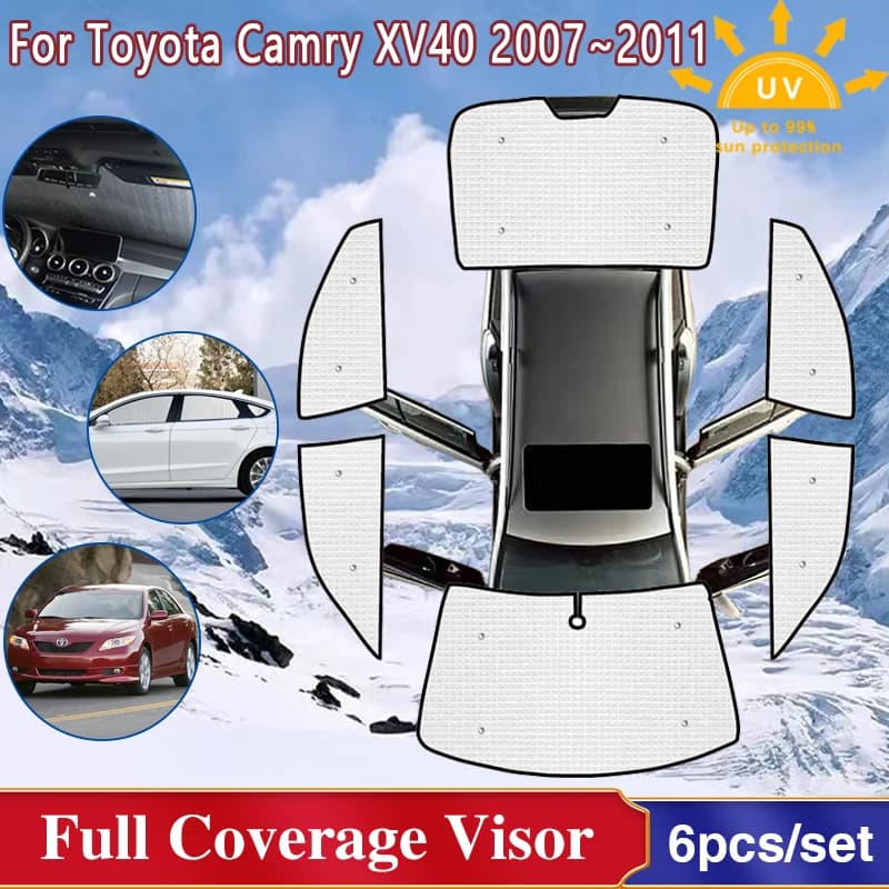Auto Copertura Completa Tende Da Sole Per Toyota Camry XV40 2007 2008 2009 2010 2011 Protezione Solare Parabrezza Shaby Visiera Accessori Auto