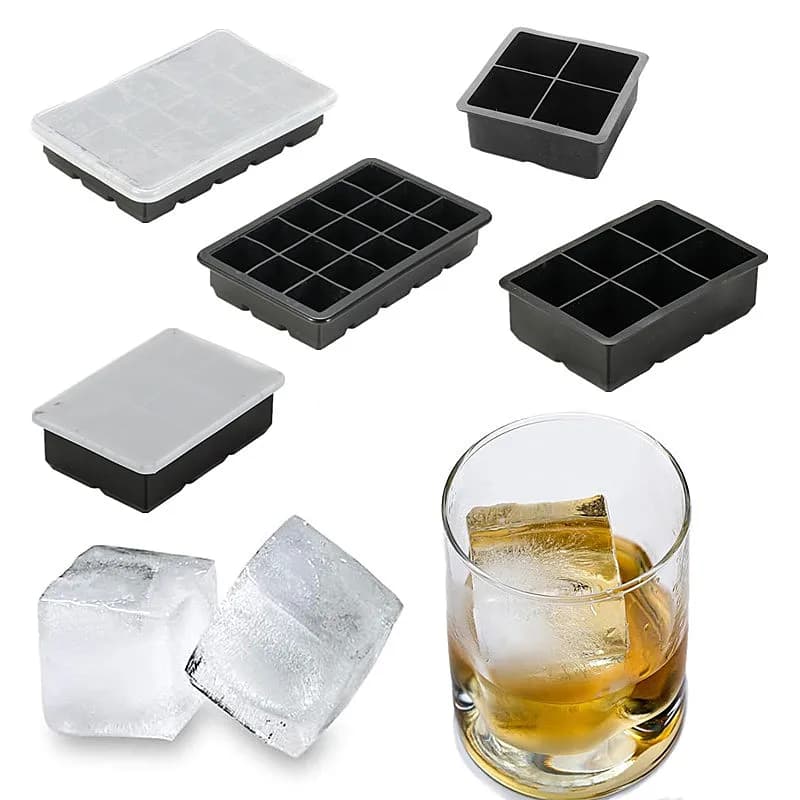 4/6/8/15 griglia grande vassoio di ghiaccio stampo gigante Jumbo grande commestibile Silicone cubo di ghiaccio vassoio quadrato stampo fai da te Ice Maker vassoio per cubetti di ghiaccio