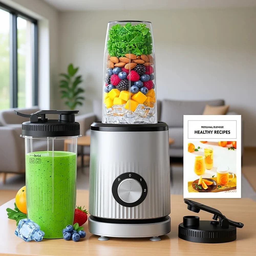 Frullatore Portatile Personale per Smoothie con 2 Bicchieri da 24oz e Coperchio Extra per Frullati, Succhi, Pappe e Ricette Nutrienti