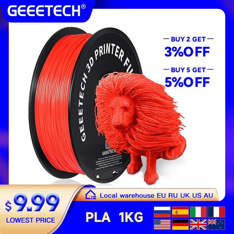 GEEETECH Materiali per la stampa 3D Filamento PLA per stampante 3D FDM Confezione sottovuoto da 1 Kg (2,2 libbre) 1,75 mm +-0,03 mm