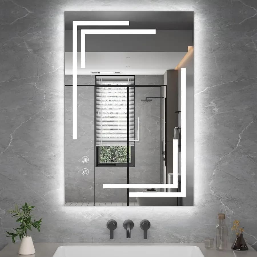 Specchio LED da Bagno con Luci, Illuminazione Frontale Unica per Parete del Bagno, Memoria, 3 Colori Regolabili, Luce Dimmerabile a Regolazione Continua, LED