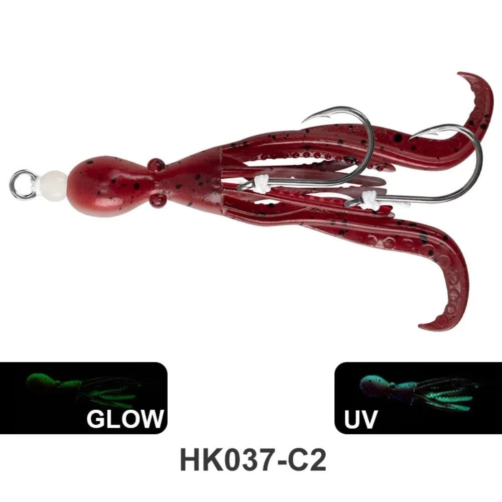 2PCS 2pcs Set Octopus Fishing Lure HK037 Model 5g 9.5cm Fishing Assist Hook Soft Flexible TPE Material Squid Jigging Hook
