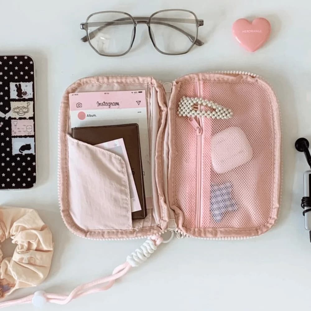 Card Holder PU Passport Bag Passport Cover Ultra-thin Passport Clip Ticket Holder Airplane Check-in Card Storage Bag Women