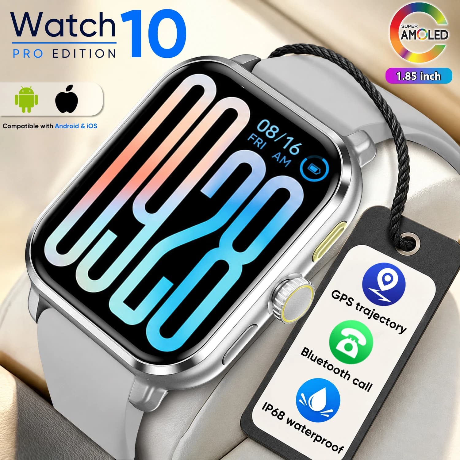 2026 New GPS Trajectory Smart Watch 1.85" AMOLED 100+Sports Mode Compass Altimeter NFC Call Waterproof Health tracker Smartwatch
