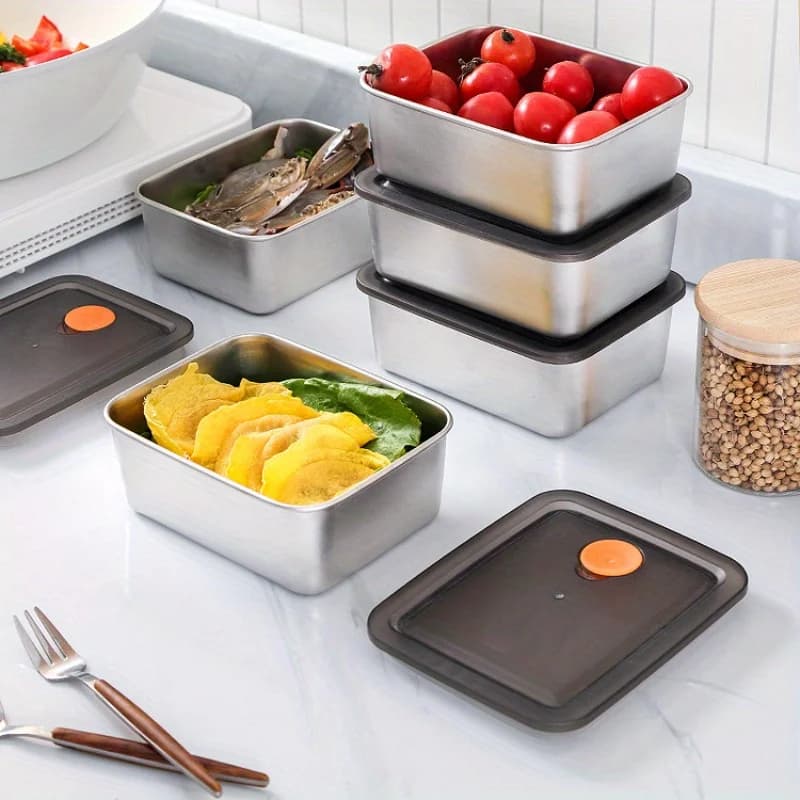 Bento Box per il pranzo in acciaio inossidabile Scatola per il pranzo da viaggio sigillata a tenuta stagna Scatola per sottaceti per uso domestico Scatole per il pranzo con riscaldamento a microonde
