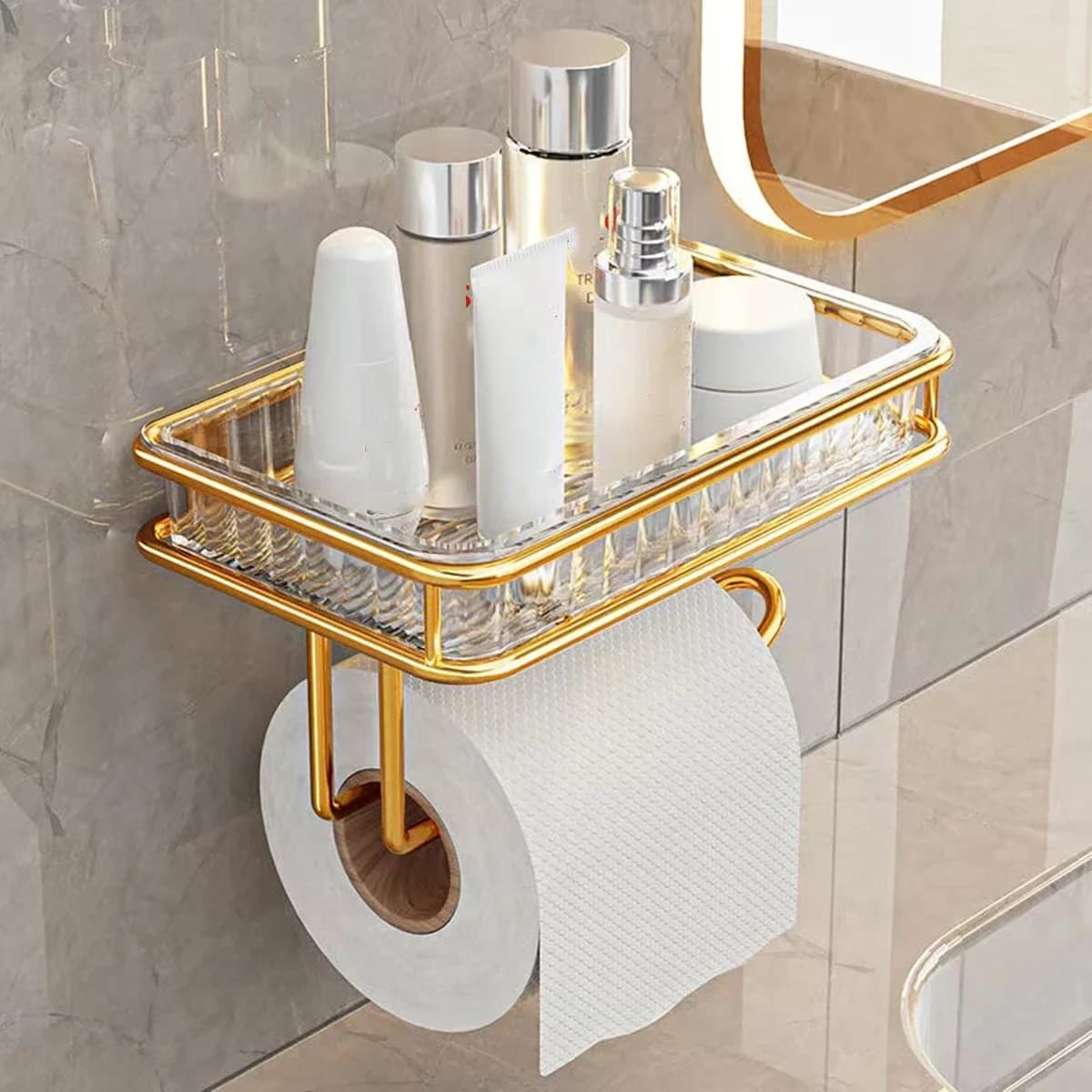 Vassoio di carta per aromaterapia da parete per WC da bagno, leggero e di lusso, con punzonatura gratuita