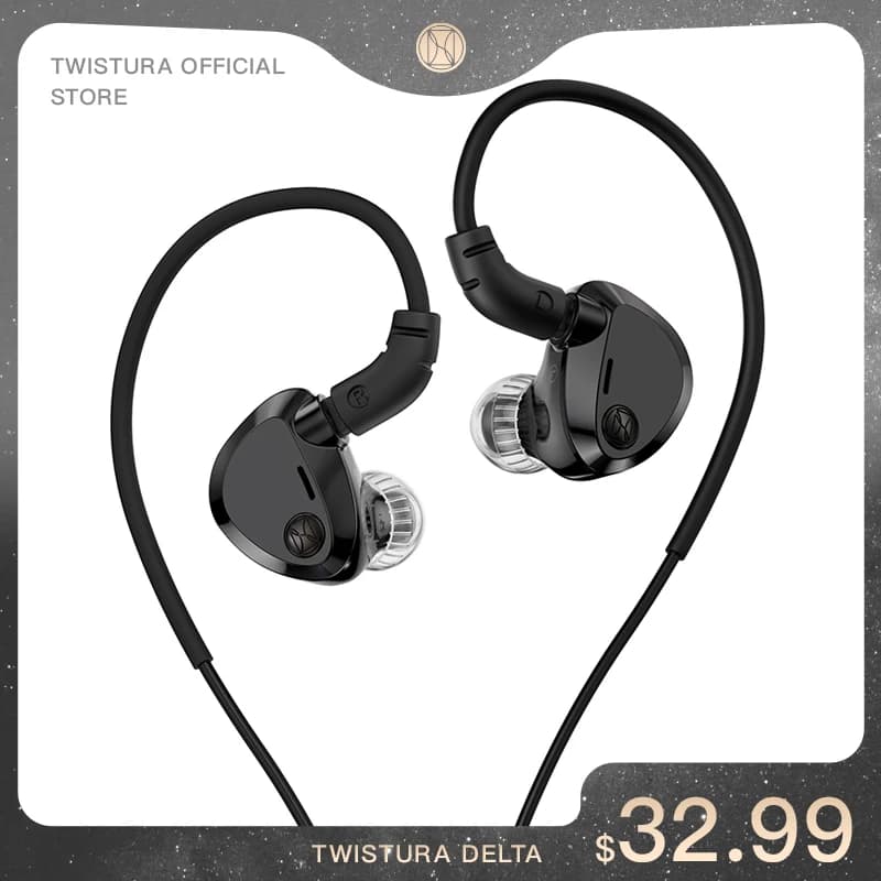 TWISTURA Delta In-Ear Monitors: Hi-Fi headphones with Single Dynamic Driver for All Sceneries, Cabled Gaming Headphones with Stackable Cable and Microphone