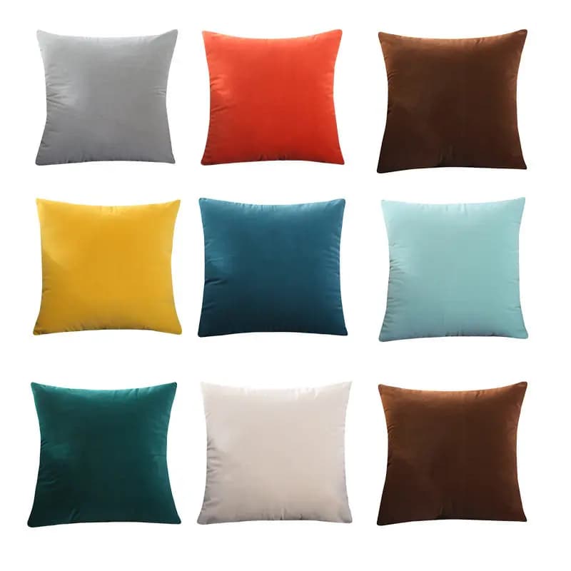 Nordic Style Plain Velvet Throw Pillow Waist Pillow Solid Color Sofa Cushion