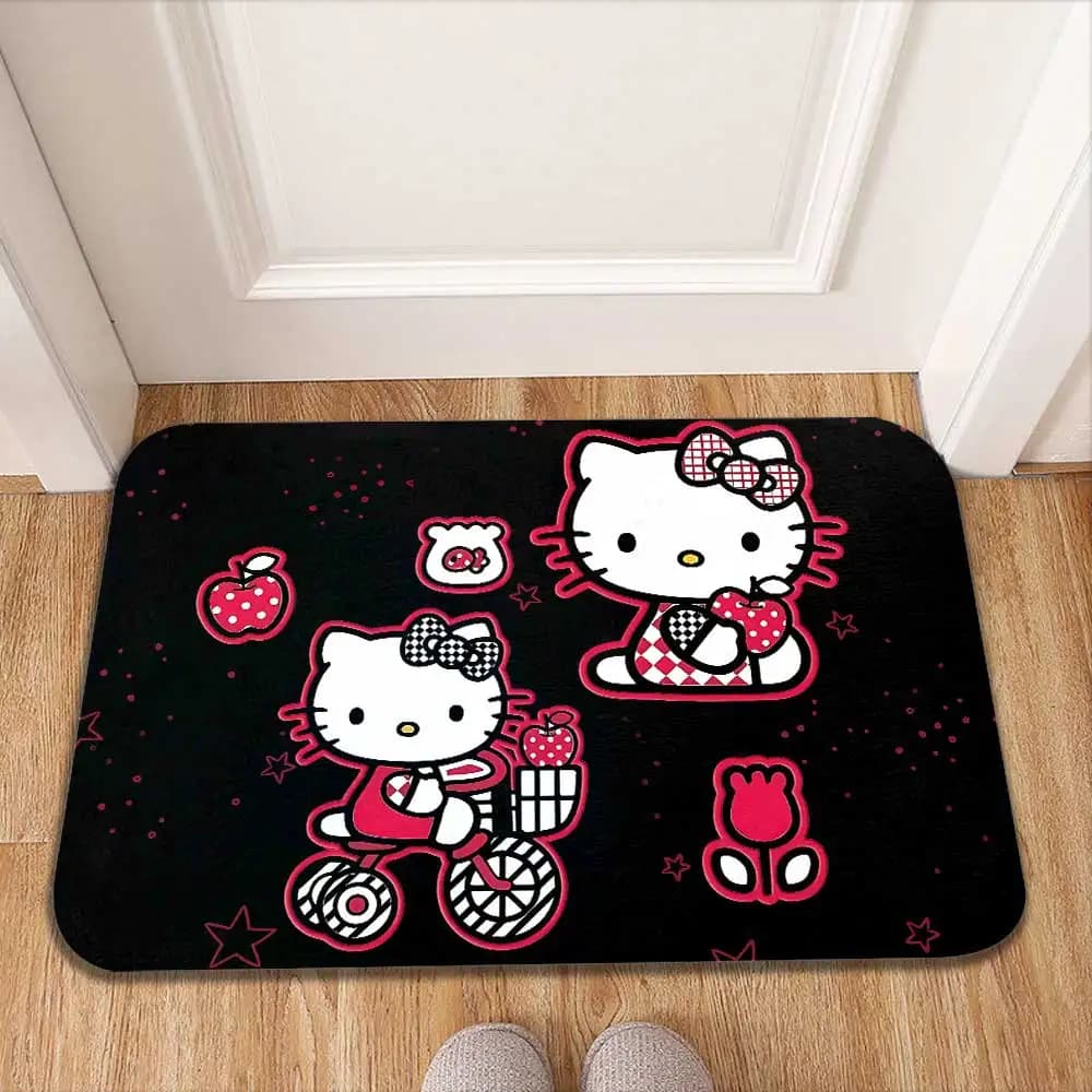 Tappetino per porta d'ingresso Kawaii Black Kitty Decorazione da cucina Tappeto per moto Tappeti per soggiorno Tappetini da bagno Tappeti da bagno Tappeto da bagno
