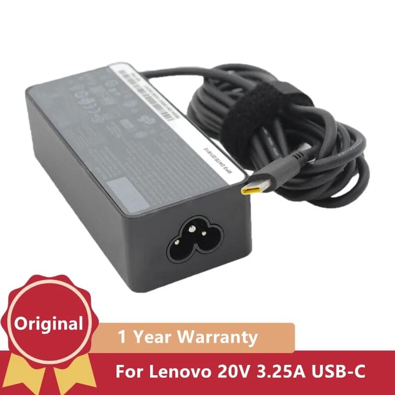 100% Original 65W 20V 3.25A TypeC AC Adapter Laptop Charger for Lenovo ThinkPad X280 X380 X390 X395 L580 ADLX65YLC3A ADLX65YCC3D