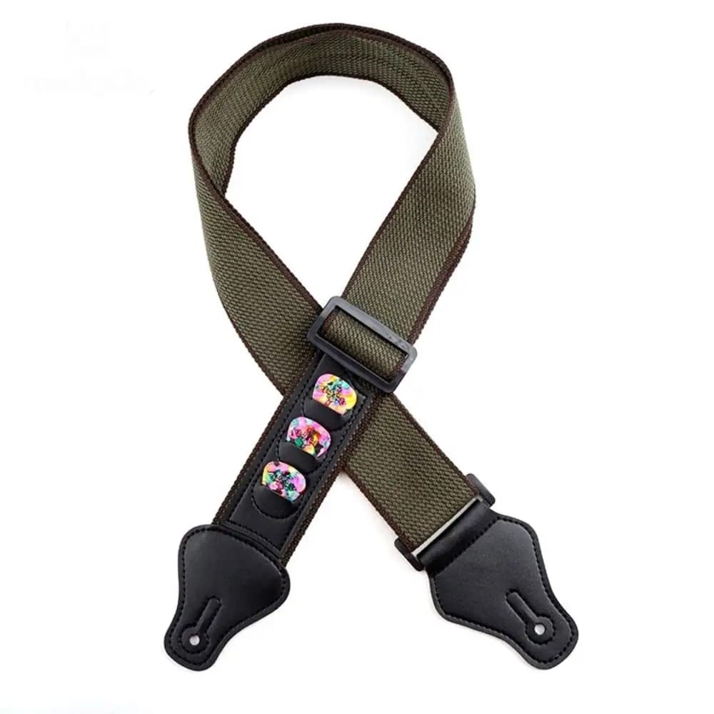 New Adjustable Guitar Strap Non Slip Cotton Electric Guitar Strap With 3 Guitar Pick Holders Guitar Accessories Bass Belt