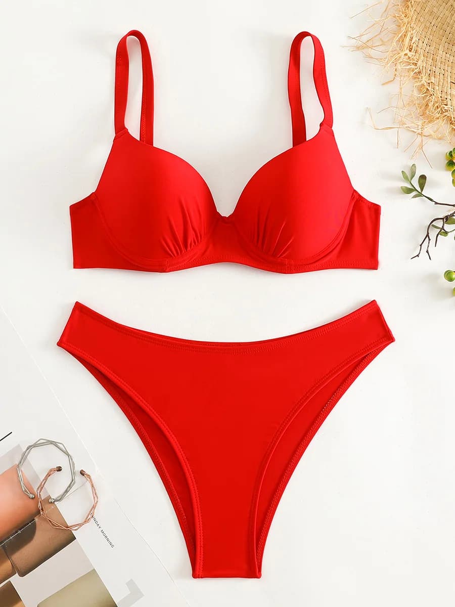 Reggiseno con ferretto Coppa Bikini brasiliano Costume da bagno femminile Costumi da bagno donna Bikini a due pezzi Costume da bagno push up Costume da bagno Swim Lady