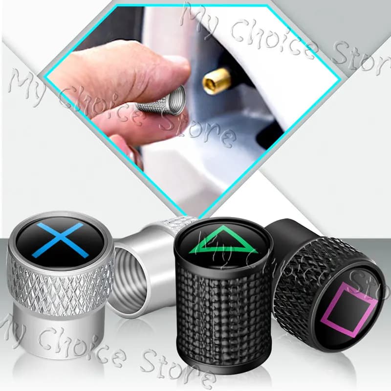 4 pcs/set Soul Game Design Emblem Auto Wheel Valve Rubber Roller Coat Airdust Stem Cover Waterproof For Universal Car Truck Decor