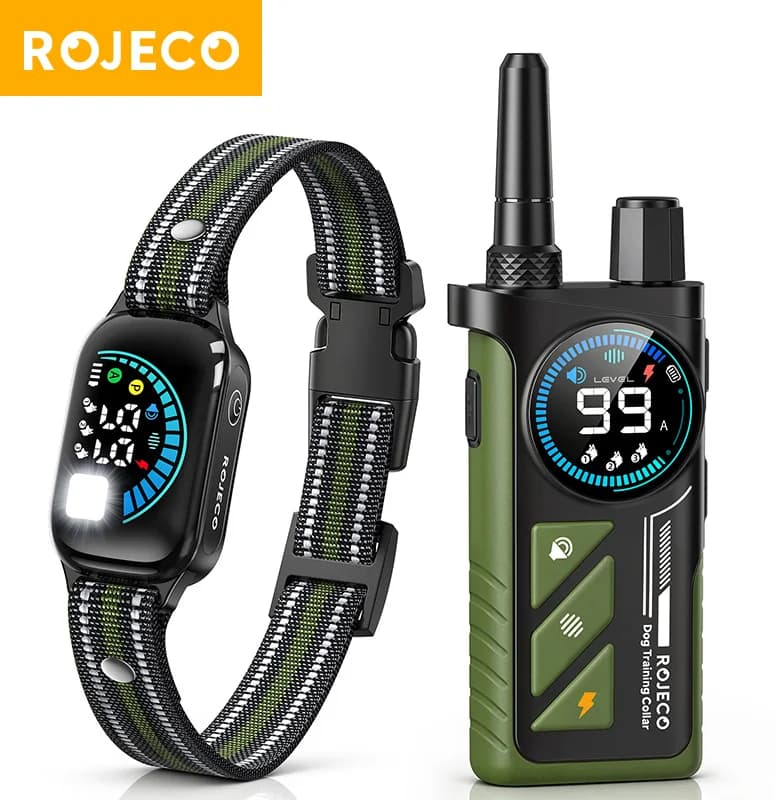 Collare Elettrico per Addestramento Cani ROJECO 1000m, Telecomando Digitale, Vibratore, Impermeabile IPX7, Ricaricabile, Collare Antiabbaio per Cani