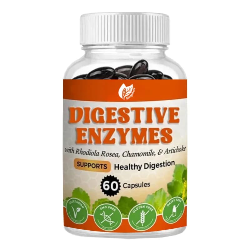 Digestive and Intestinal Health Supplements Contain Digestive Enzymes, Probiotics, Daily Synthesized Vitamins, and 60 Capsules