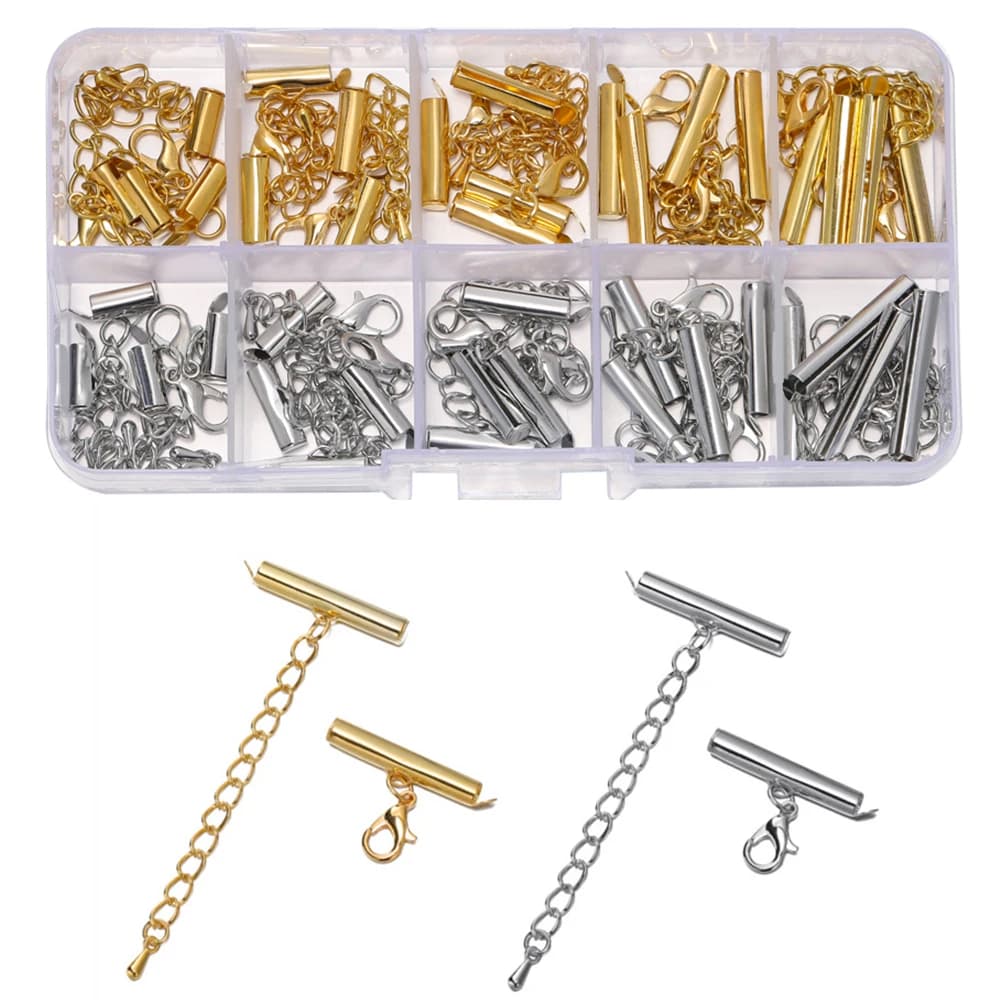 20 set/scatola 10-25mm Aragosta Catenacci Ganci Bracciale End Connettore Cursore Chiusura Estensibile Catena Per Gioielli FAI DA TE Che Fanno Kit Forniture