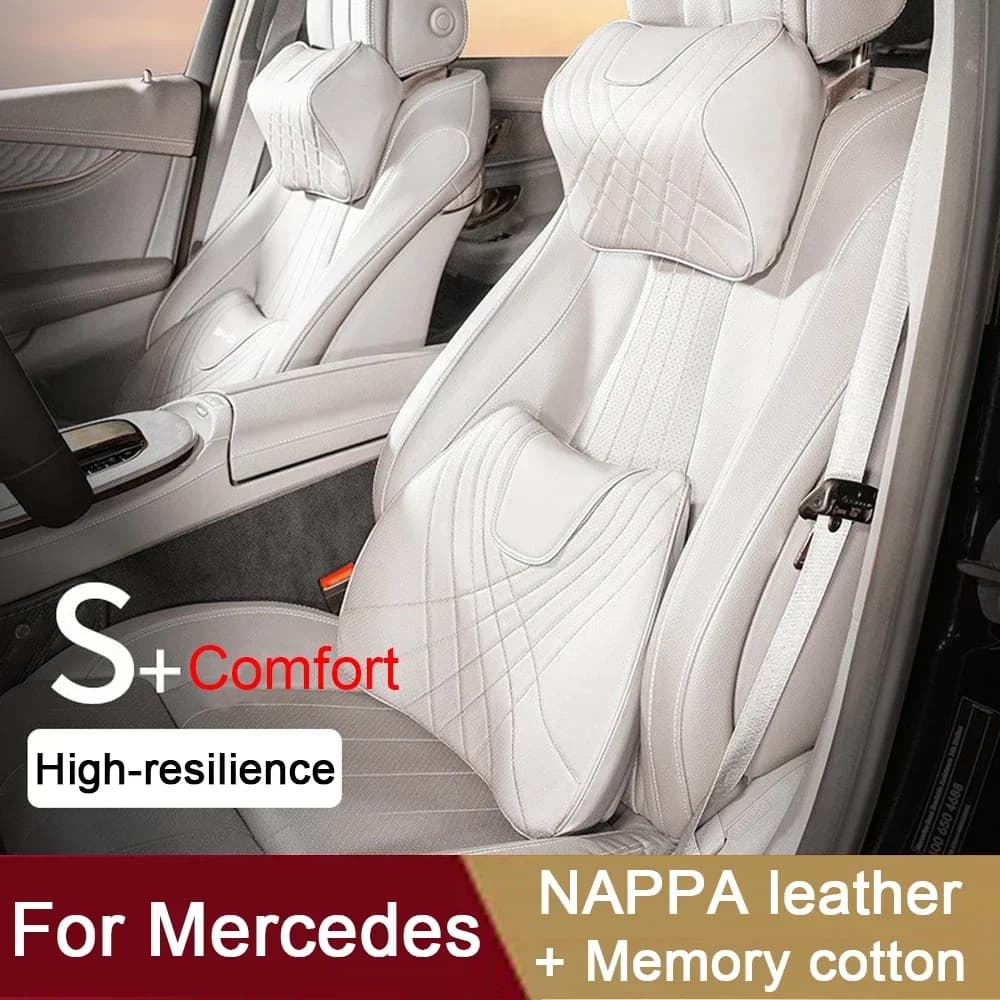 NAPPA Poggiatesta in pelle Cuscino per il collo dell'auto Sedile morbido Supporto lombare Cuscino in vita per Mercedes Benz AMG ACES Classe W207 W211 W212