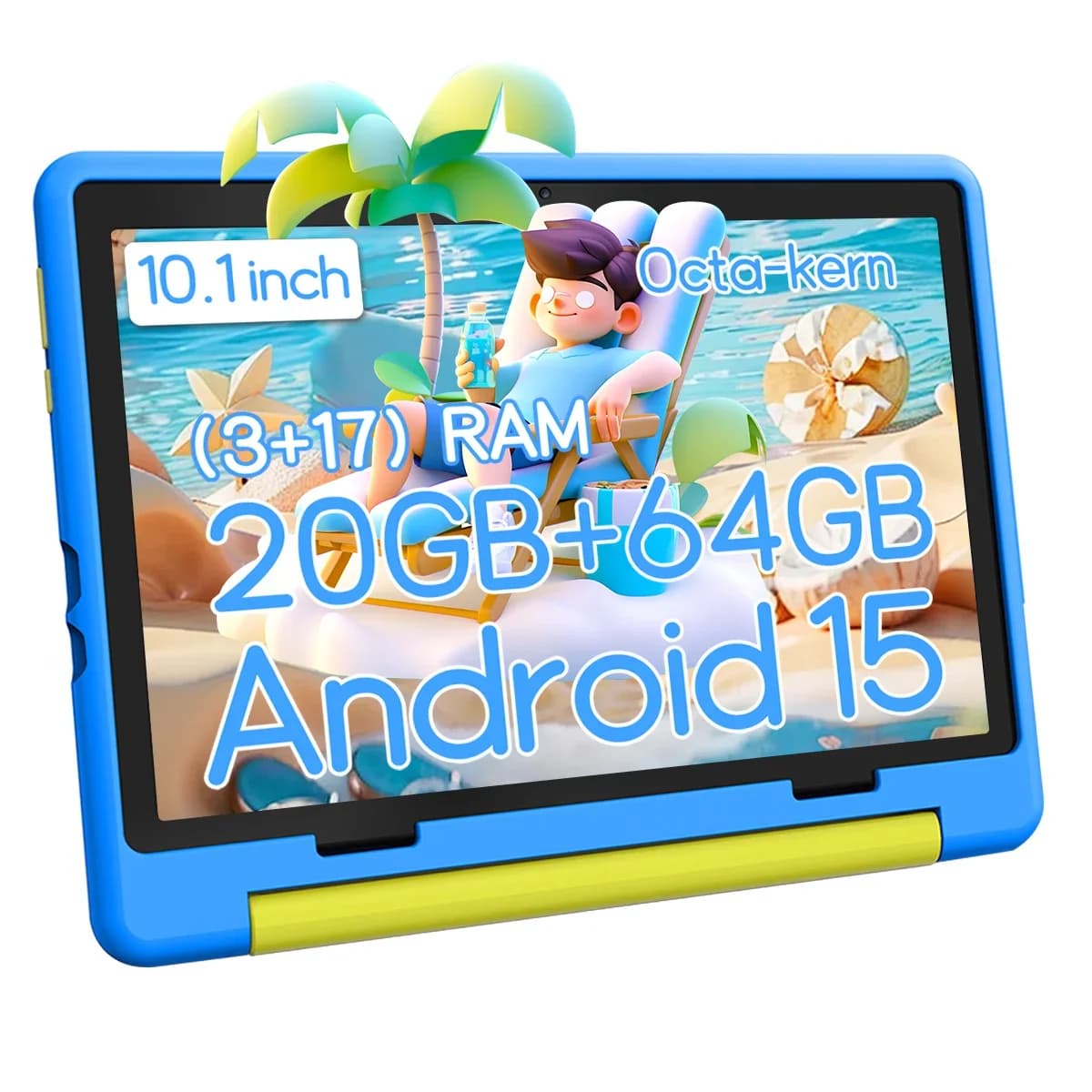 Tablet for children Tablet Android 15 for children 10 inches 20 GB + 64 GB 8 core with case 1 TB TF expandable for small children Parental control