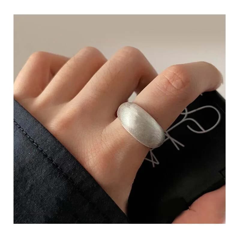 Frosted Brushed Wide Ring, Women's Light Luxury Matte Plain Ring Ring, Simple Autumn and Winter Style, Adjustable Opening, Index