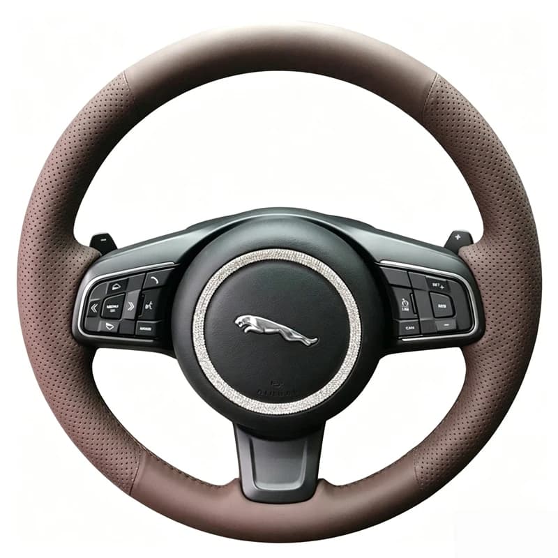 Coprivolante per Jaguar XFL XE XJL F-PACE XKR in Pelle Microfibra Cucito a Mano Antiscivolo Protezione Interni Auto