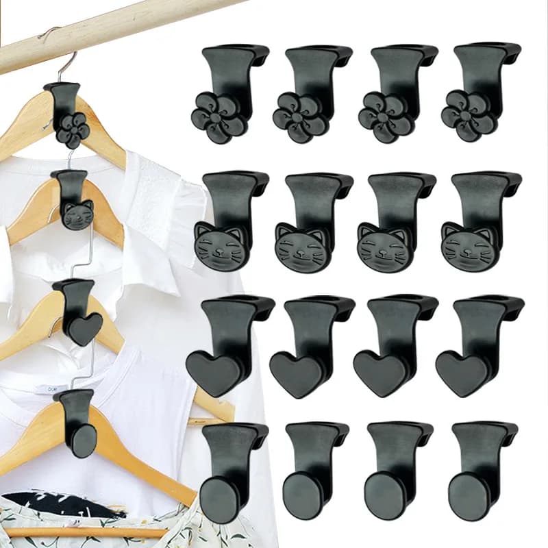 New 10 pcs connector for heart-shaped hook for clothes for cartoons support for portable hook for hangers for organization wardrobe