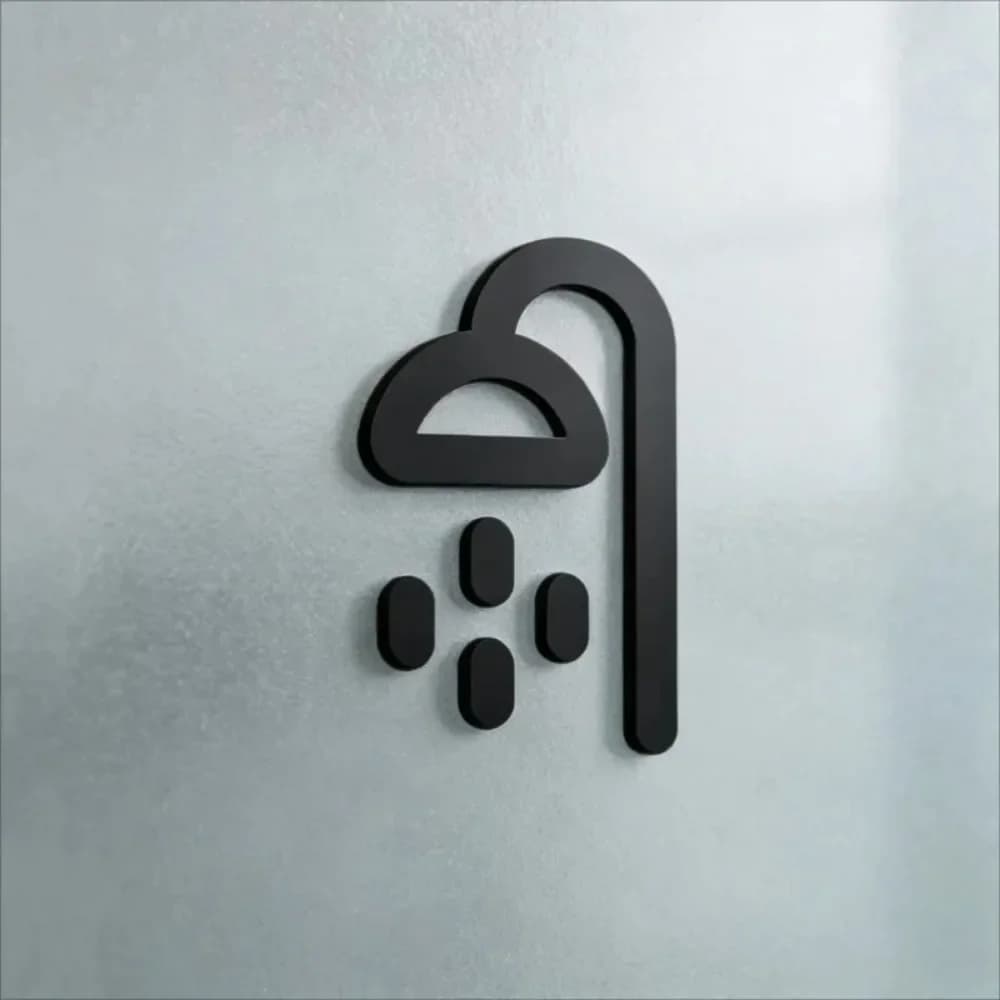 Acrylic 3D Shower Symbol Sign Self Adhesive, Laser Cut Door Decor Christmas Gift