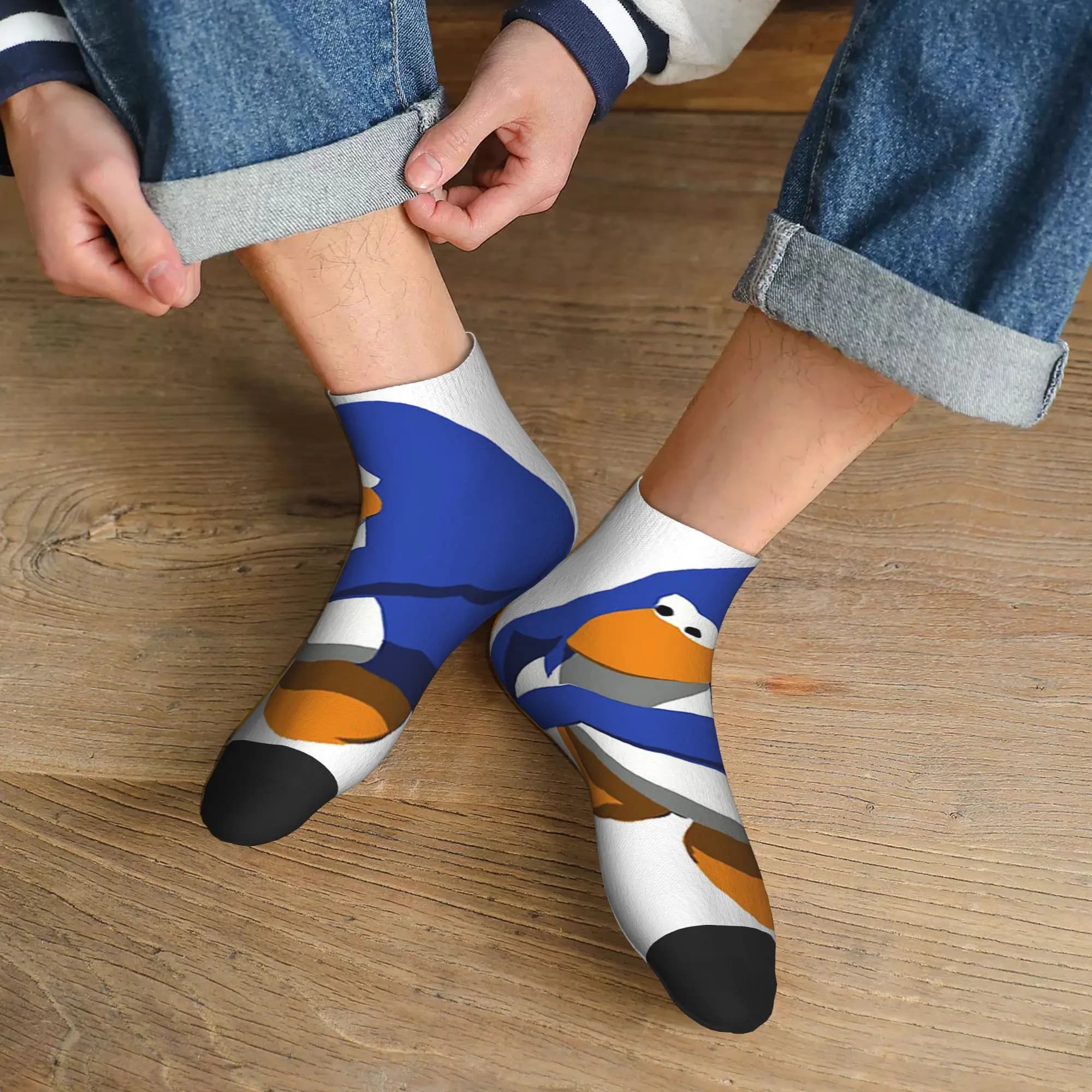 All Seasons Club Penguin BOI Socks Harajuku Super Soft Crew Socks Casual Stockings for Men Women Christmas Gifts
