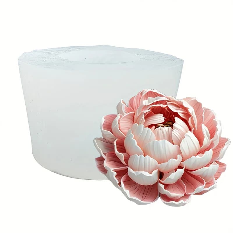 3DElegante stampo floreale in silicone, design floreale di peonia a strati - Forma irregolareOffa fai da te adatto per candele, sapone, gesso, artigianato in resina