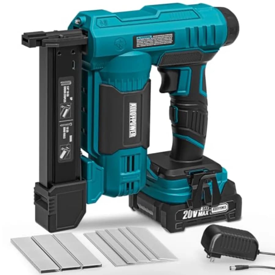 Utensili per Falegnameria e Bricolage: Chiodatrice/Graffatrice Elettrica 2-in-1 a Batteria Alloy Power, Corpo in Alluminio Nero/Grigio, Batteria 2.0Ah I