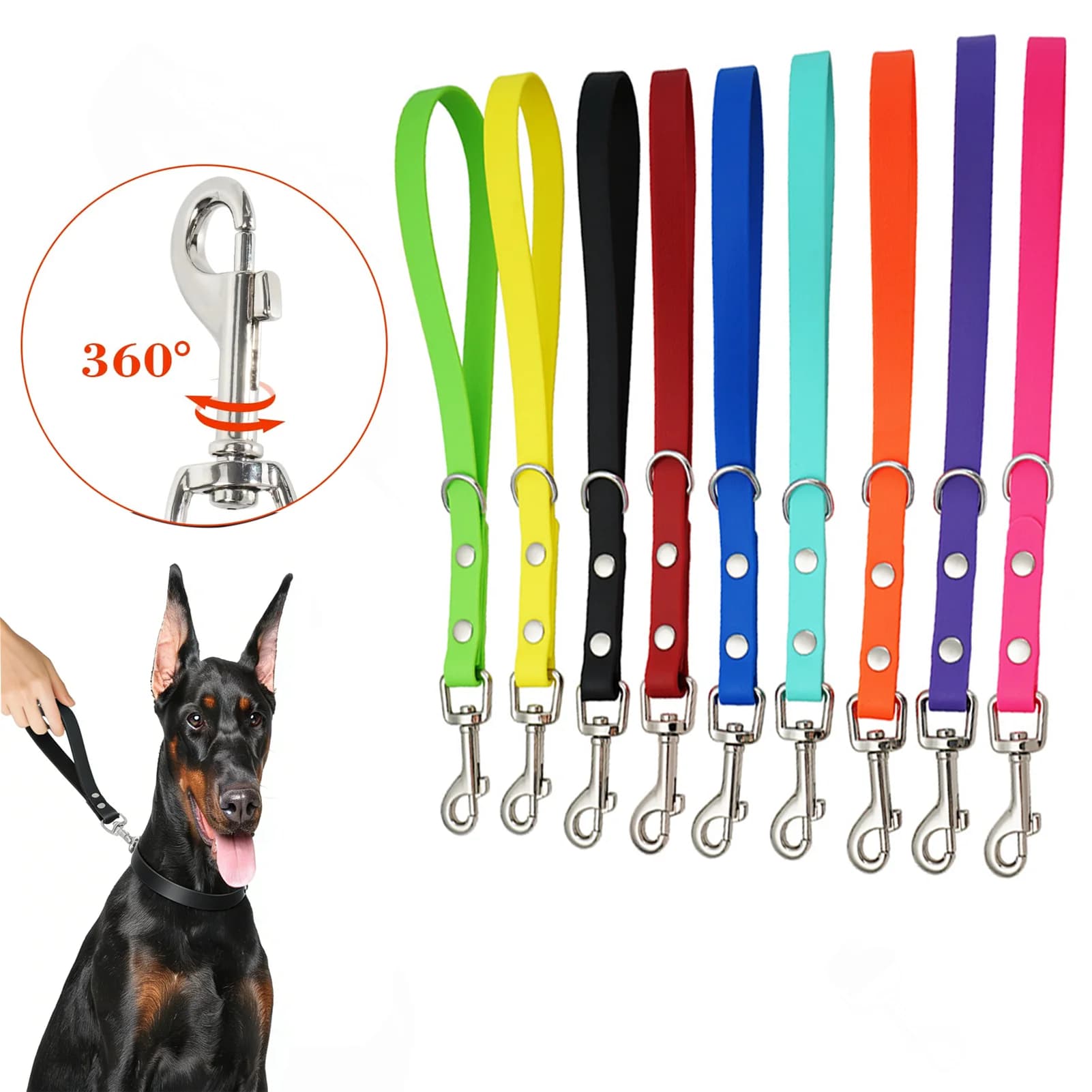 Guinzaglio Corto Impermeabile per Cani, con Maniglia Imbottita per il Controllo del Traffico, Guinzaglio Corto in PVC Resistente per Addestramento e Correzione del Comportamento