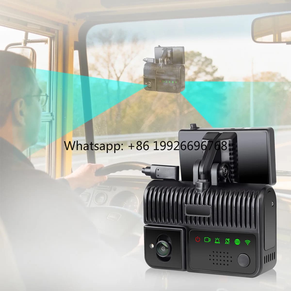 Dashcam 4G to Double 2K lens with DMD ADAS function for Video Recording and Schoolbus Fleet Management