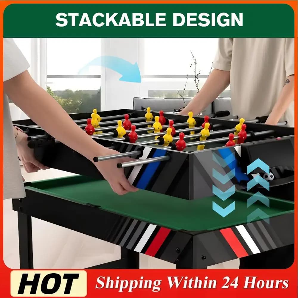 Set Combo 4-in-1: Calcio Balilla, Biliardo, Hockey su Ghiaccio e Ping Pong - Tavolo da Gioco Arcade per Amici e Famiglia
