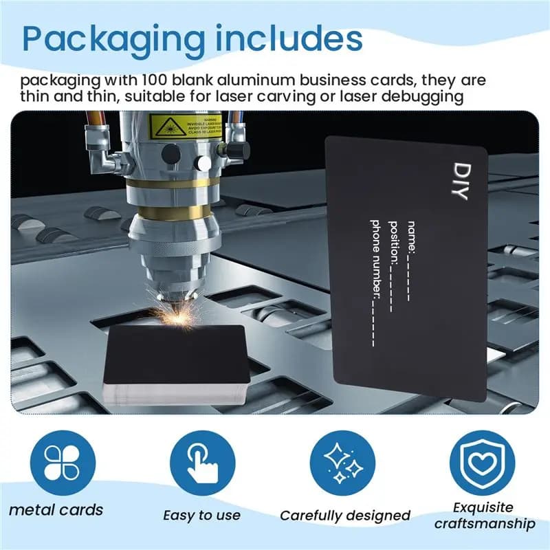 100 Pcs Matte Black Metal Engraving Blanks Aluminum Sheets For Business Cards, DIY Gift Cards Laser Engraving Highly Recommended