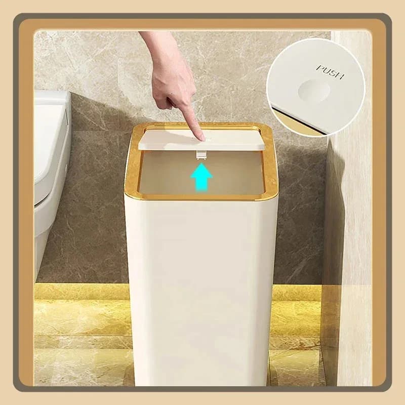 Cestino Antiodore per Bagno e Cucina - 10L con Apertura One-Touch, Design Moderno, Plastica Resistente, Contenitore Salvaspazio e Impermeabile