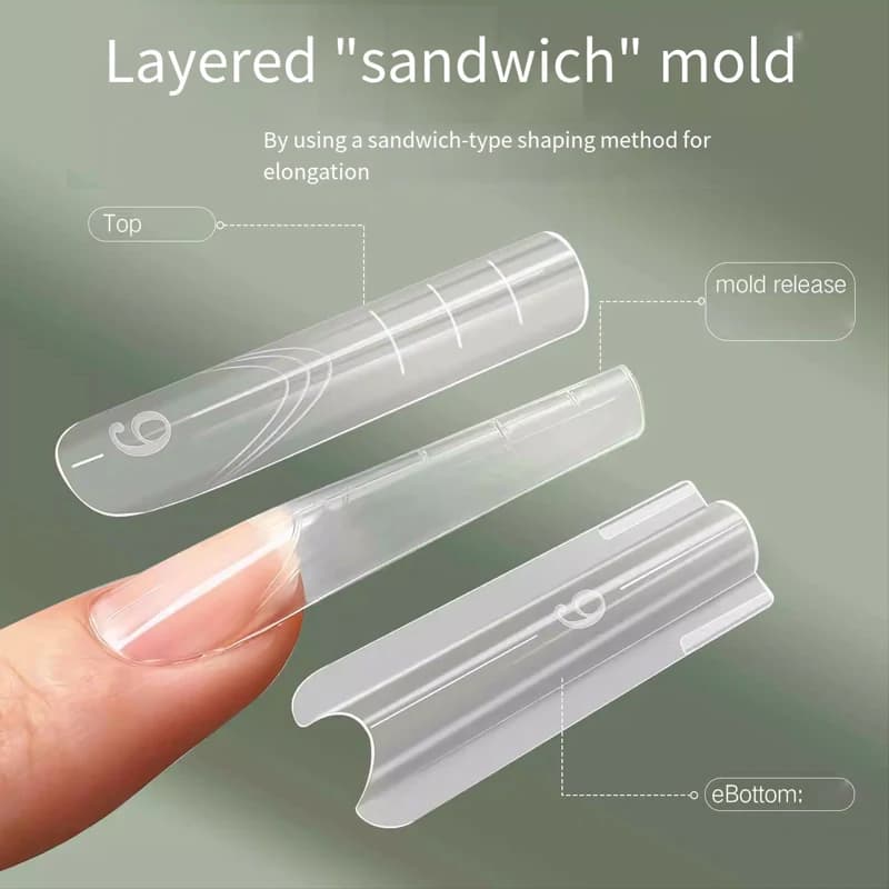 240PCS Sandwich Doppia Forma per Unghie Bara Mandorla Forme per Unghie 15 Formati Riutilizzabili superiori inferiori Forme per Nail Art Estensione Stampo superiore Stampo inferiore