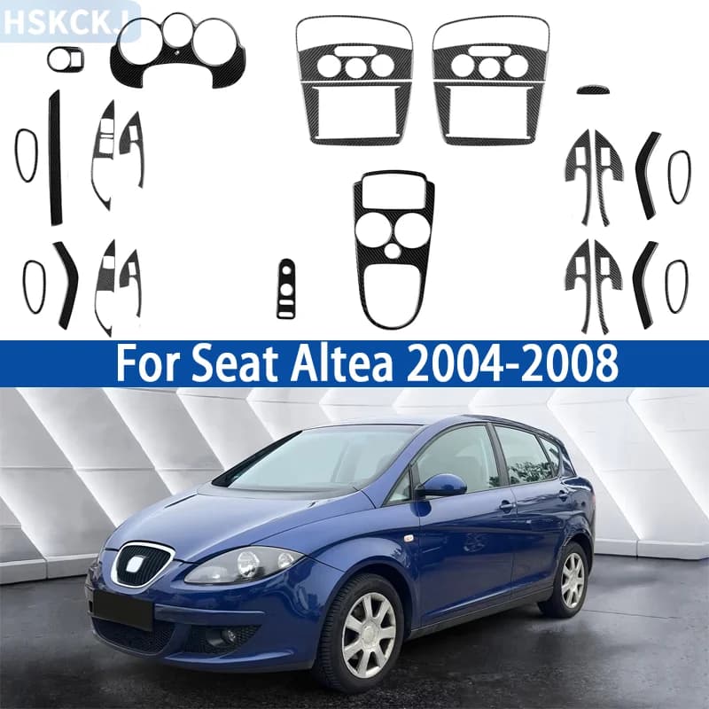 Decorative Accessories in Carbon Fiber for Interior Seat Altea 2004-2008 Central CD Panel for Auto. Leverage Cover for Central Console