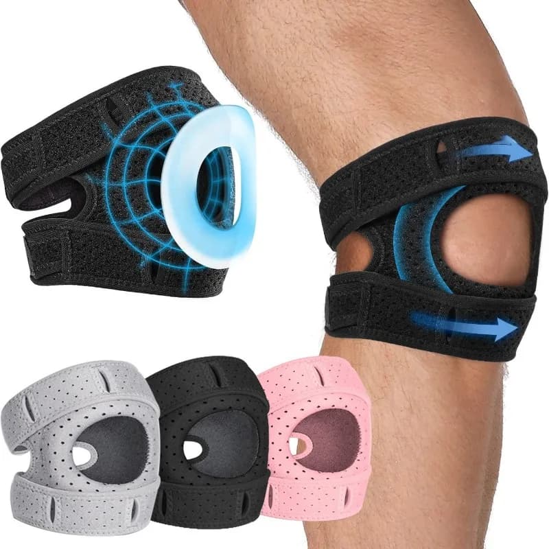 Ginocchiere sportive Cinghie rotulei Protezioni per articolazioni del ginocchio in silicone Corda per saltare da corsa Protezioni per menisco Strumenti per la cura delle ginocchia e delle gambe
