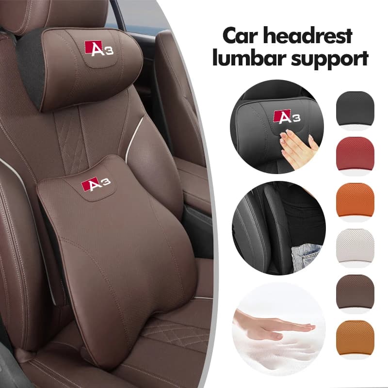 Car Logo Seat Headrest Neck Pillow Lumbar Support Protect Pad Accessories For Audi A1 A3 A4 A5 A6 A7 A8 S3 S4 RS5 RS6 RS7 S7 QS5