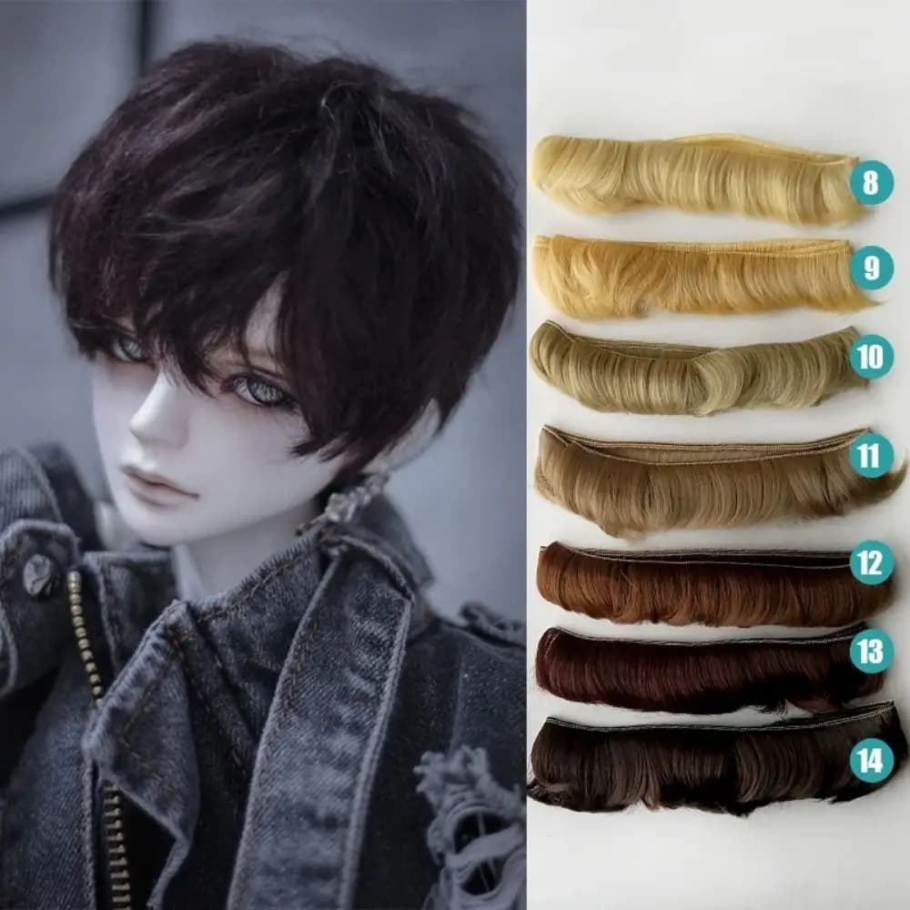 1Pc 5CM * 100CM Ragazzo sintetico Capelli corti BJD Parrucca resistente al calore Accessori Parrucca con nappa Fila di capelli