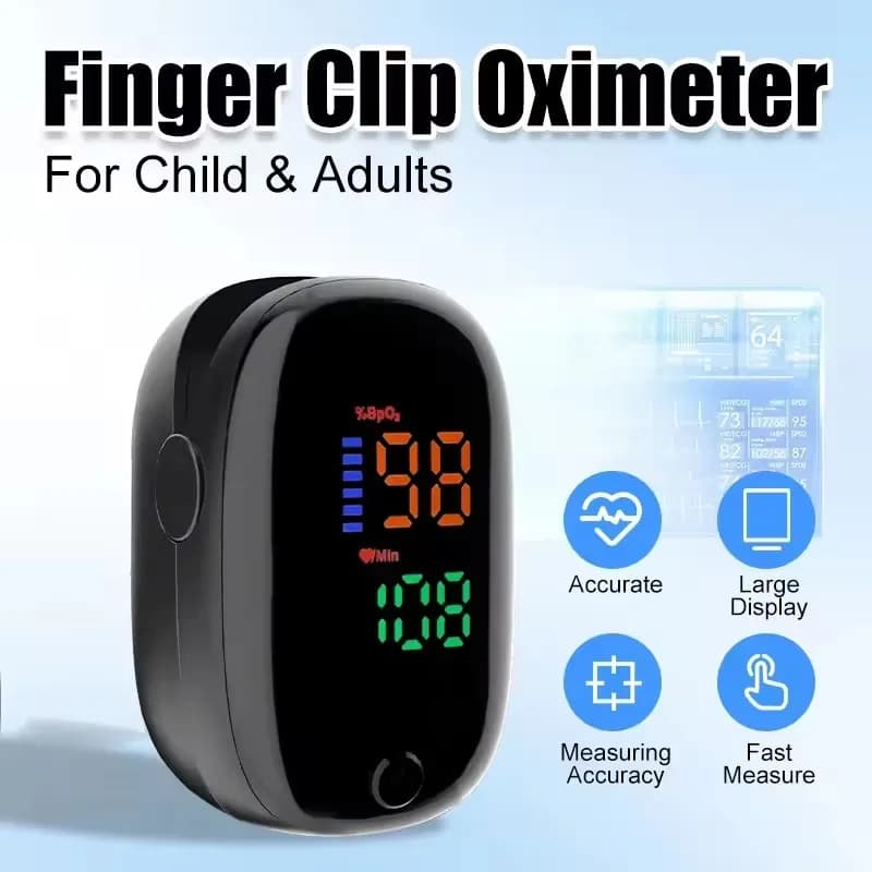 Ossimetro da Dito LED per Monitoraggio SpO2 e Frequenza Cardiaca, Misuratore di Saturazione dell'Ossigeno nel Sangue e Pulsossimetro