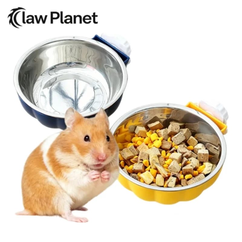 Movable Lifting Pet Hanging Food Bowl Pumpkin Shaped Stainless Steel Water Bowl for Rabbit Hamster Bird Cat Pet Feeding Supplies