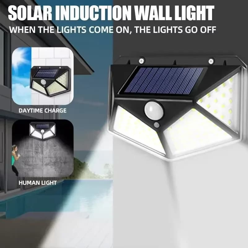 Motion Sensor 100LED Solar Wall Lamp Outdoor Waterproof Powered Street Light Garden Railing Decorative Lamp Sunlight