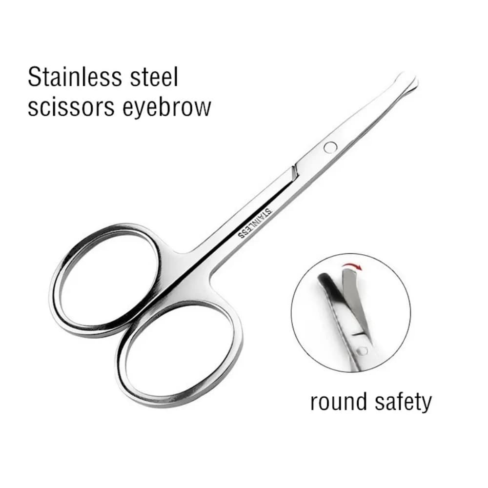 1PC Round Head Safety Scissors with Sharp Stainless Steel Beauty Makeup Scissor for Facial Hair Eyebrows Beard Nose Hair Trimmer