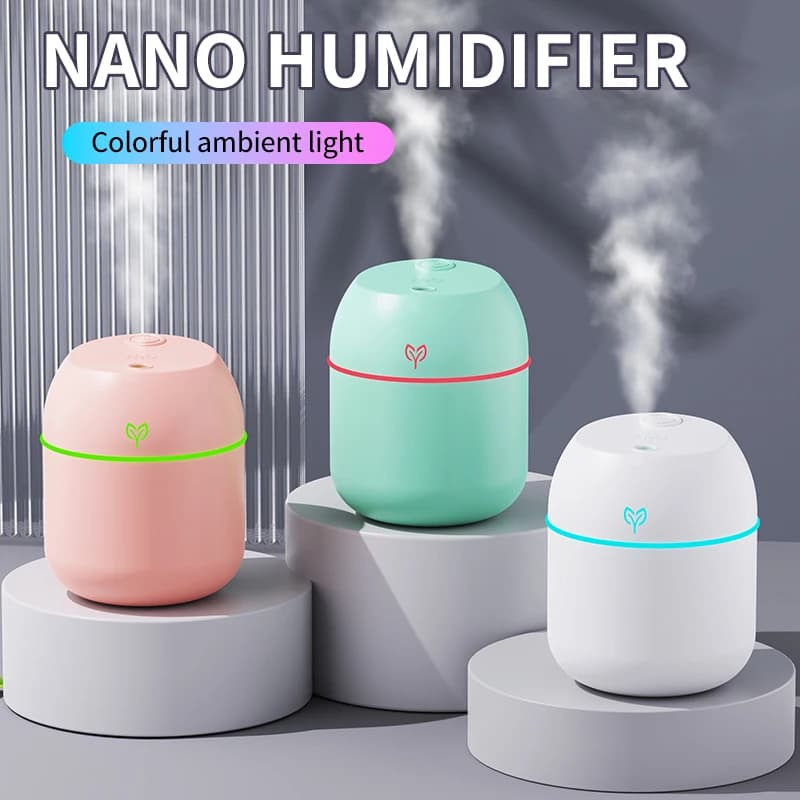 Umidificatore d'aria USB con grande quantità di nebbia da 220 ml Piccolo umidificatore da tavolo per la casa, macchina per l'aroma dell'auto intelligente