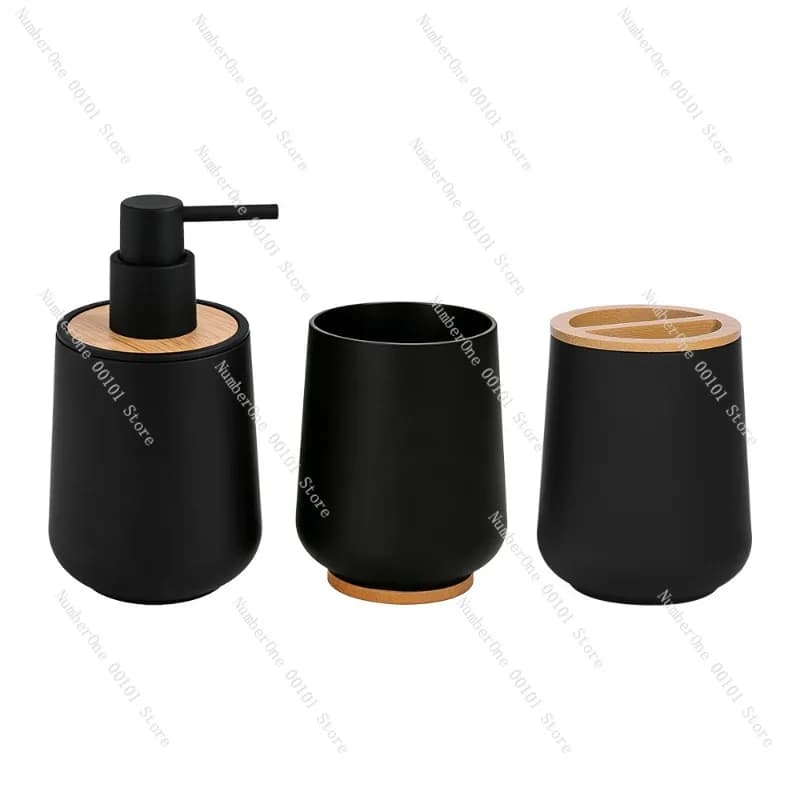 Elegant Bathroom Accessory Set 3 Piece Shower Gel Dispenser Bottles Soap Lotion Pump Containers Toothbrush Cup Storage BoxLuxury