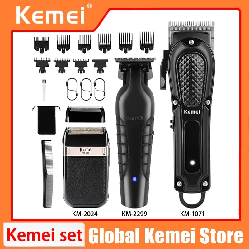 Tagliacapelli Elettrico Ricaricabile Kemei KM-1071 KM-2299 KM-2024 per Uomo, Rasoio Elettrico Professionale per Barbiere